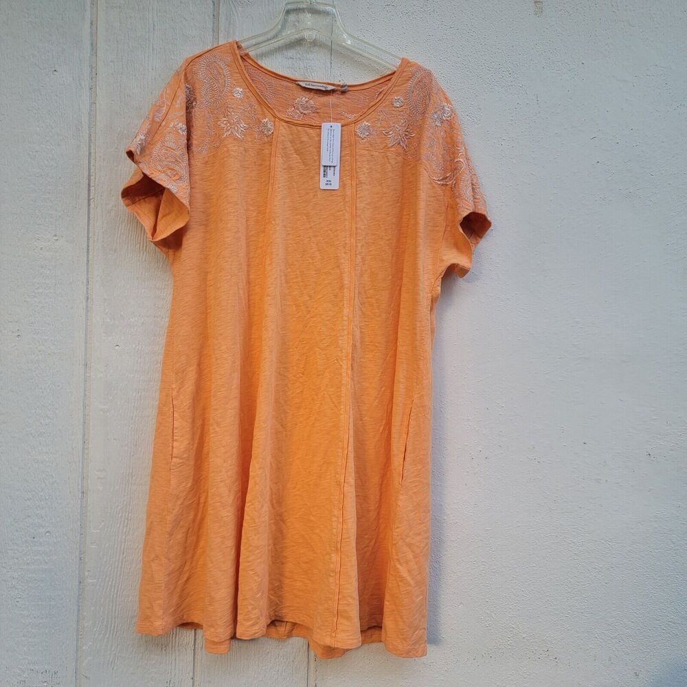 NWT Soft Surroundings Gladstone embroidered dress Wmns sz 2X orange papaya